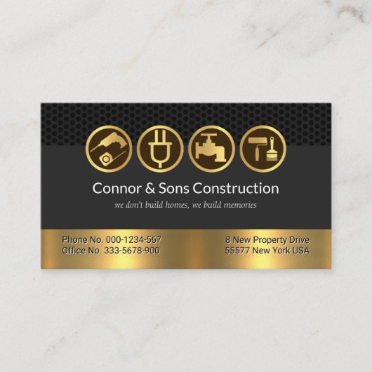 Wire Mesh Grijs Gouden Lagen Handyman Visitekaartje (Voorkant)