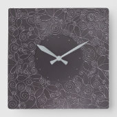 wire ornaments on black background vierkante klok (Voorkant)