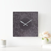 wire ornaments on black background vierkante klok (Huis)