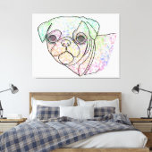 Wire Pug Canvas Afdruk (Insitu (Slaapkamer))