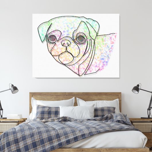 Wire Pug Canvas Afdruk (Insitu (Slaapkamer))