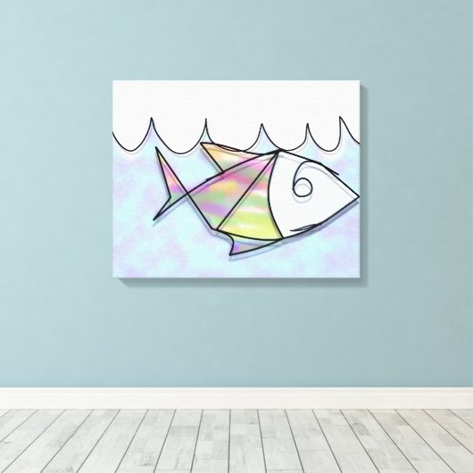 Wire vis canvas afdruk (Insitu (Houten vloer))