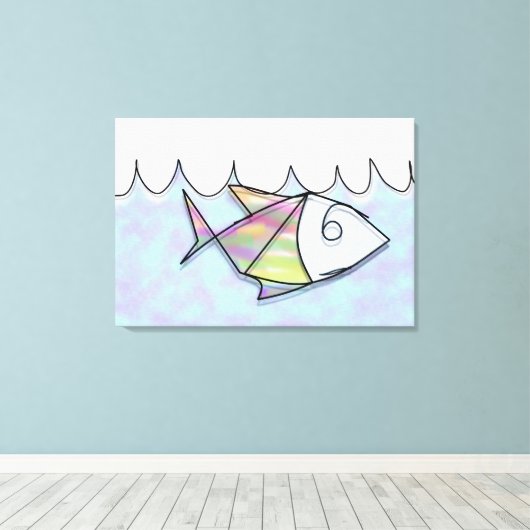 Wire vis canvas afdruk (Insitu (Houten vloer))