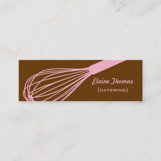 Wire Whisk Catering Card Roze & Brown Mini Visitekaartje (Voorkant)