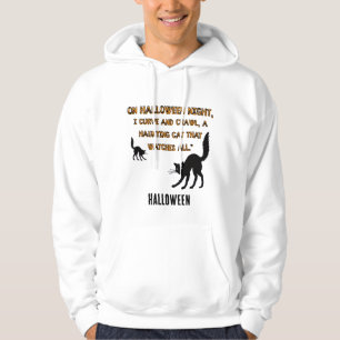 Wired Cat met een heks pet in Halloween bewerkbaar Hoodie