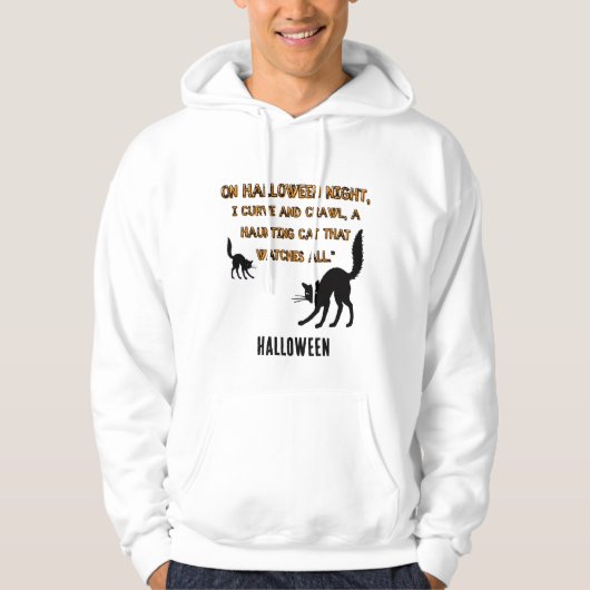Wired Cat met een heks pet in Halloween bewerkbaar Hoodie (Voorkant)