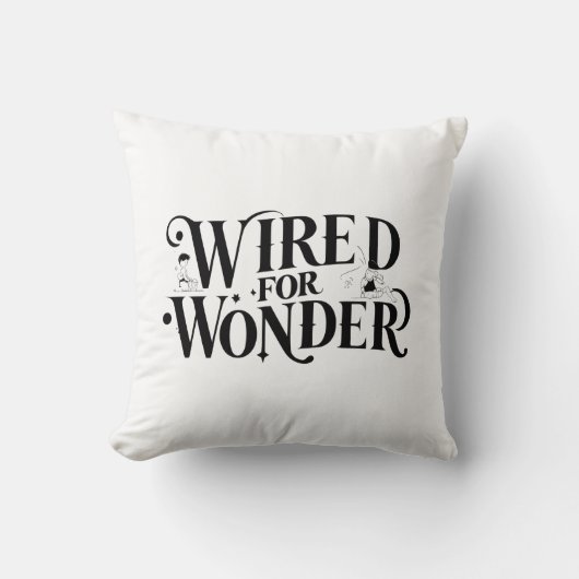 "Wired for Wonder" Inspirational Throw Pillow Kussen (Voorkant)