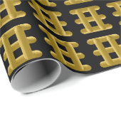 Wired Golden Cord Squared Pattern Gold On Black Cadeaupapier (Rol Hoek)