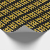 Wired Golden Cord Squared Pattern Gold On Black Cadeaupapier (Hoek)