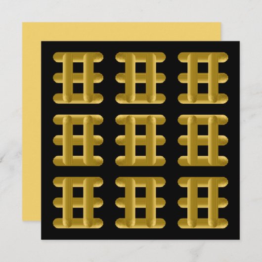 Wired Golden Cord Squared Pattern Gold On Black Kaart (Voorkant / Achterkant)