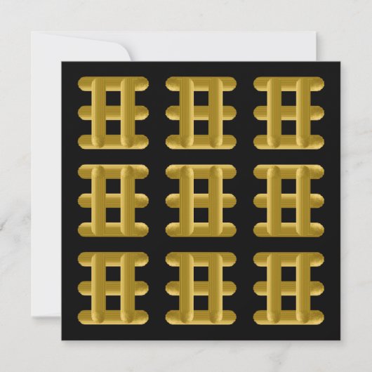 Wired Golden Cord Squared Pattern Gold On Black Kaart (Voorkant)