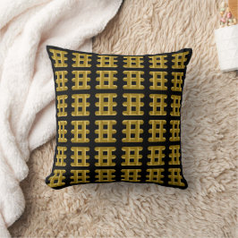 Wired Golden Cord Squared Pattern Gold On Black Kussen