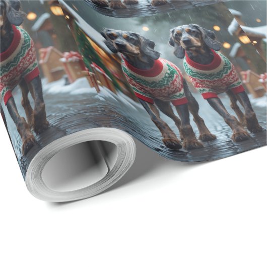 Wired Haired Pointing Griffon Dogs Christmas Snow  Cadeaupapier (Rol Hoek)