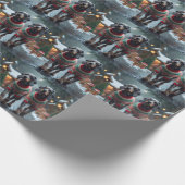 Wired Haired Pointing Griffon Dogs Christmas Snow  Cadeaupapier (Hoek)