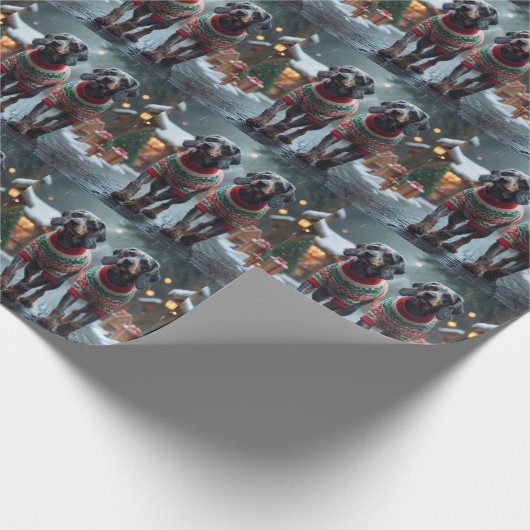 Wired Haired Pointing Griffon Dogs Christmas Snow  Cadeaupapier (Hoek)