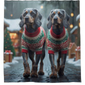 Wired Haired Pointing Griffon Dogs Christmas Snow  Douchegordijn (Voorkant)