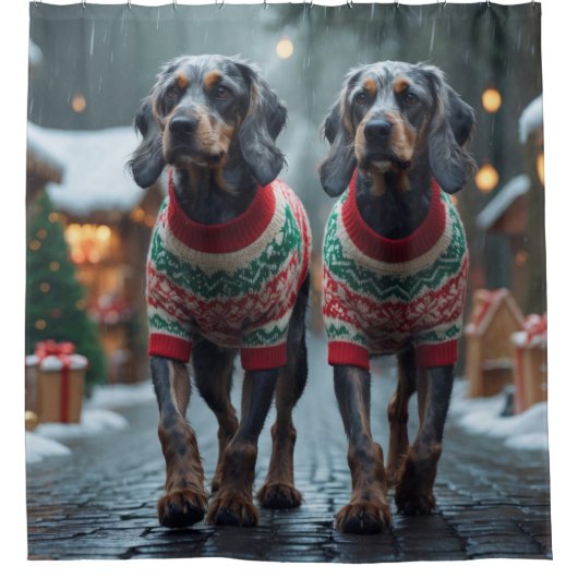 Wired Haired Pointing Griffon Dogs Christmas Snow Douchegordijn (Voorkant)