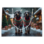 Wired Haired Pointing Griffon Dogs Christmas Snow Groot Cadeauzakje (Voorkant)