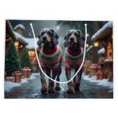 Wired Haired Pointing Griffon Dogs Christmas Snow Groot Cadeauzakje (Achterkant)