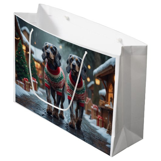 Wired Haired Pointing Griffon Dogs Christmas Snow Groot Cadeauzakje (Voorkant Gekanteld)