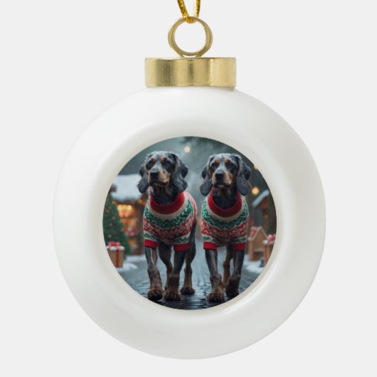 Wired Haired Pointing Griffon Dogs Christmas Snow  Keramische Bal Ornament (Voorkant)