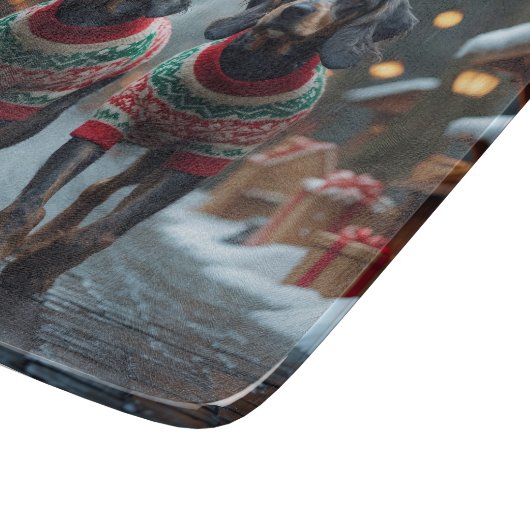 Wired Haired Pointing Griffon Dogs Christmas Snow  Snijplank (Hoek)