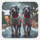 Wired Haired Pointing Griffon Dogs Christmas Snow  Vierkante Sticker (Voorkant)