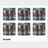 Wired Haired Pointing Griffon Dogs Christmas Snow  Vierkante Sticker (Vel)