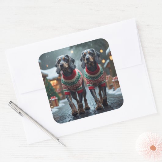 Wired Haired Pointing Griffon Dogs Christmas Snow Vierkante Sticker (Envelop)