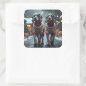 Wired Haired Pointing Griffon Dogs Christmas Snow  Vierkante Sticker (Tas)
