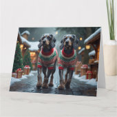 Wired Haired Pointing Griffon Dogs Kerstmis Sneeuw Kaart (Voorkant)