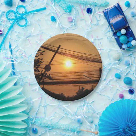 Wired Sunset ... Krung Thep, Thailand Papieren Bordje (Feest)