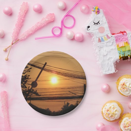 Wired Sunset ... Krung Thep, Thailand Papieren Bordje (Feest)