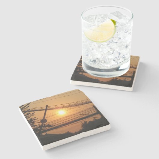 Wired Sunset ... Krung Thep, Thailand Stenen Onderzetter (Zijkant)