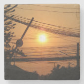 Wired Sunset ... Krung Thep, Thailand Stenen Onderzetter (Voorkant)