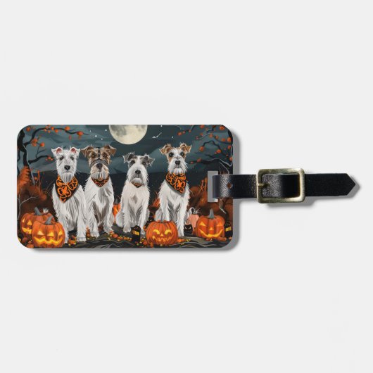 Wirefox Terrier Halloween Griezelig Bagagelabel (Voorkant horizontaal)