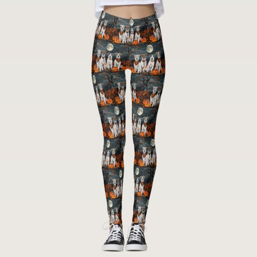Wirefox Terrier Halloween Griezelig Leggings (Voorkant)