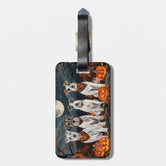 Wirefox Terrier Halloween Spooky Bagagelabel (Achterkant verticaal)