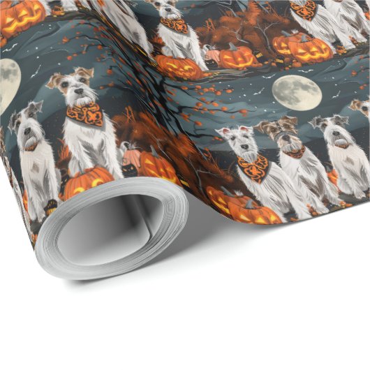 Wirefox Terrier Halloween Spooky Cadeaupapier (Rol Hoek)