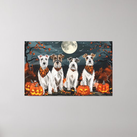 Wirefox Terrier Halloween Spooky Canvas Afdruk (Voorkant)