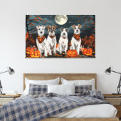 Wirefox Terrier Halloween Spooky Canvas Afdruk (Insitu (Slaapkamer))
