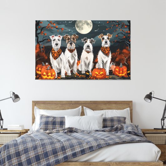 Wirefox Terrier Halloween Spooky Canvas Afdruk (Insitu (Slaapkamer))