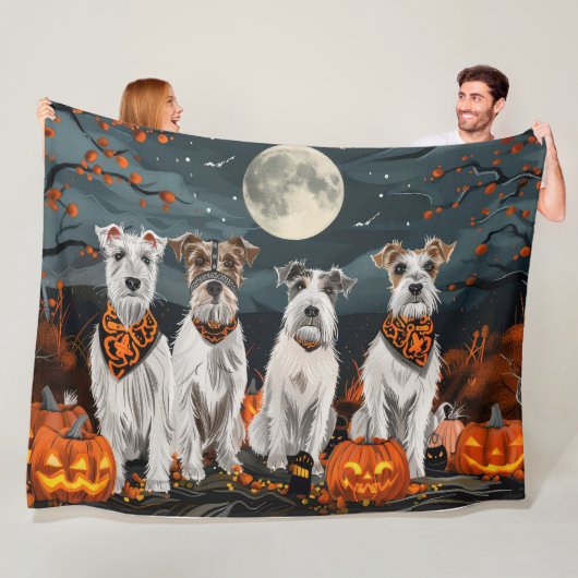 Wirefox Terrier Halloween Spooky Fleece Deken (In situ)