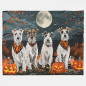 Wirefox Terrier Halloween Spooky Fleece Deken (Voorkant (Horizontaal))