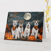 Wirefox Terrier Halloween Spooky Kaart (Gele Bloem)