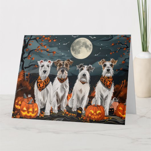 Wirefox Terrier Halloween Spooky Kaart (Voorkant)