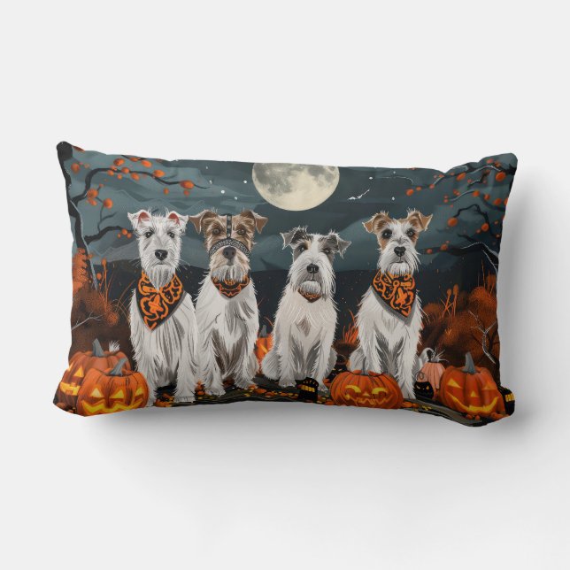 Wirefox Terrier Halloween Spooky Kussen (Achterkant)