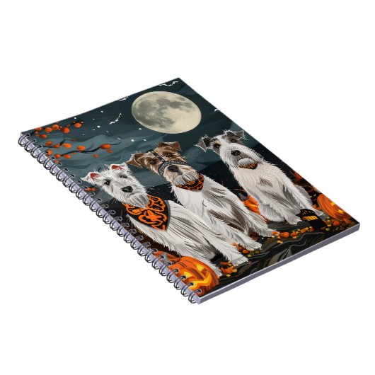 Wirefox Terrier Halloween Spooky Notitieboek (Rechterzijde)