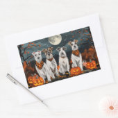 Wirefox Terrier Halloween Spooky Rechthoekige Sticker (Envelop)