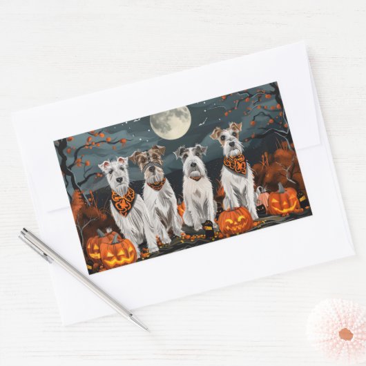 Wirefox Terrier Halloween Spooky Rechthoekige Sticker (Envelop)